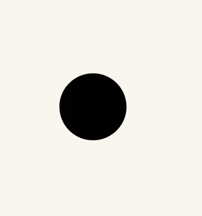 A solid black circle centered on a textured, off-white background transforms into a key.